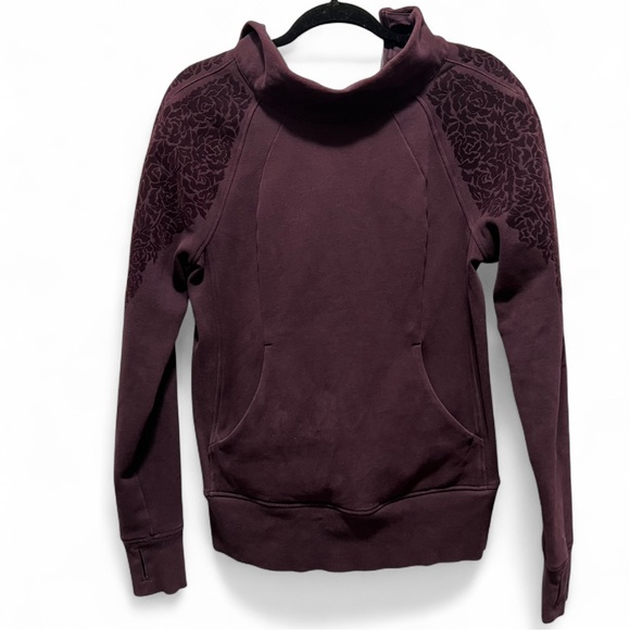 LULULEMON Floral Flock Pullover Black Cherry Purple Velvet Sz 8 - Picture 4 of 13
